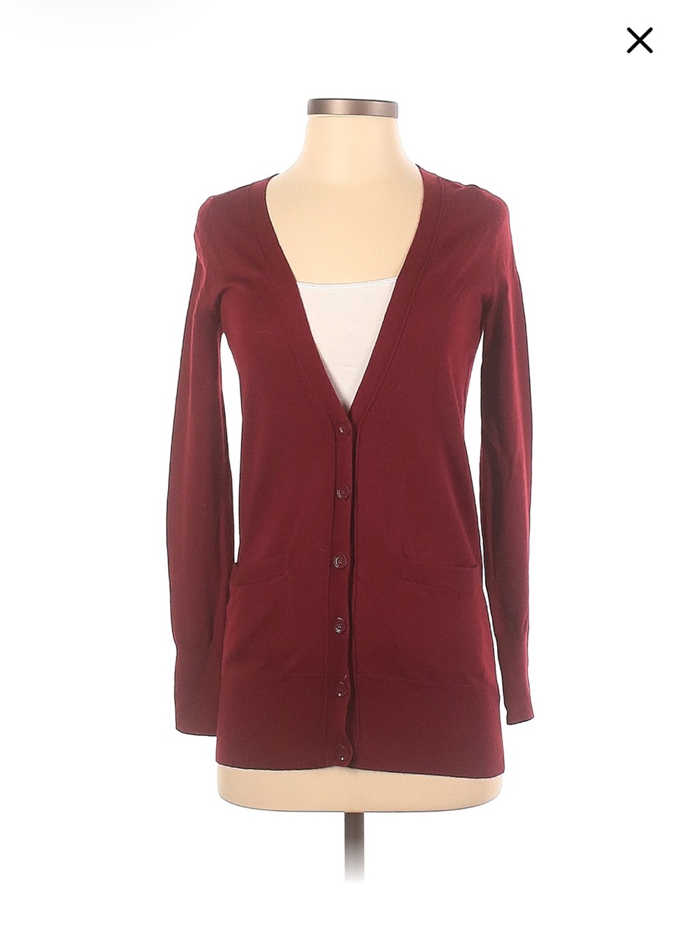 J. Crew Women's Burgundy Button-Front Long Wool Cardigan